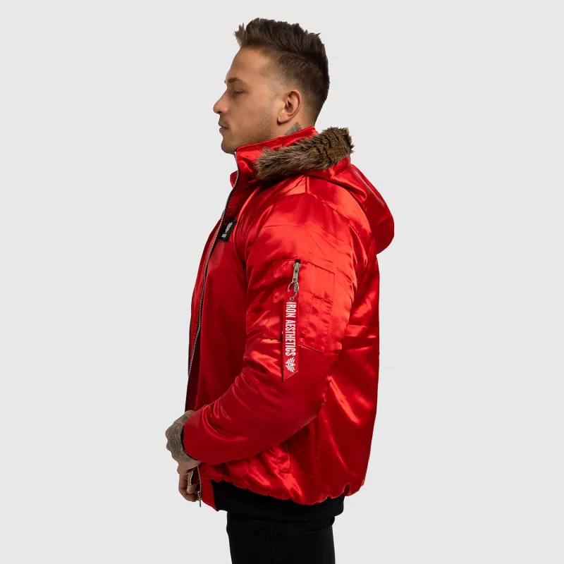 Jachetă pentru bărbaţi cu blană Iron Aesthetics, roșie-5