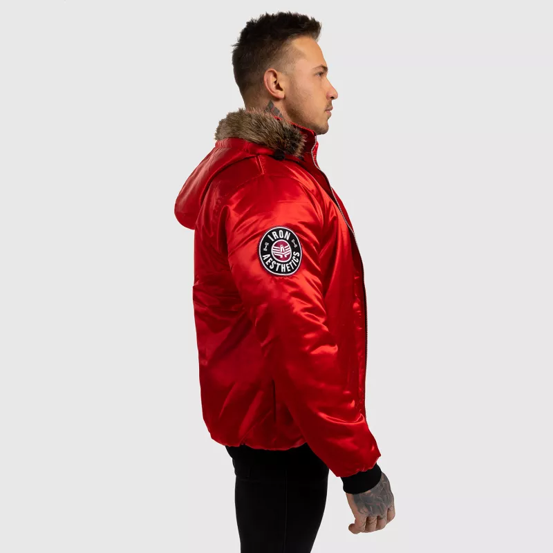 Jachetă pentru bărbaţi cu blană Iron Aesthetics, roșie-7