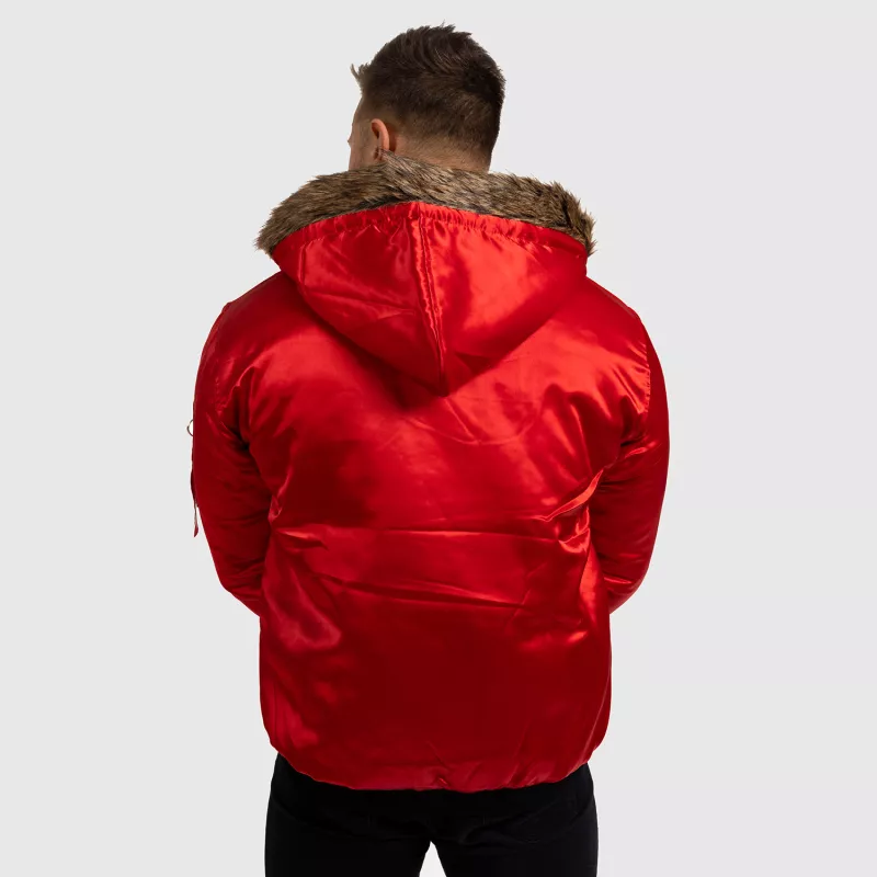 Jachetă pentru bărbaţi cu blană Iron Aesthetics, roșie-9