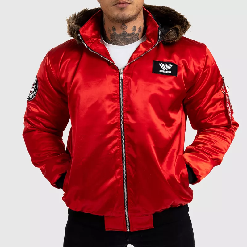 Jachetă pentru bărbaţi cu blană Iron Aesthetics, roșie-1