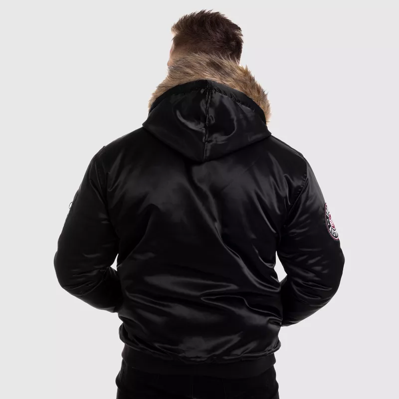 Jachetă pentru bărbaţi cu blană Iron Aesthetics, neagră-12