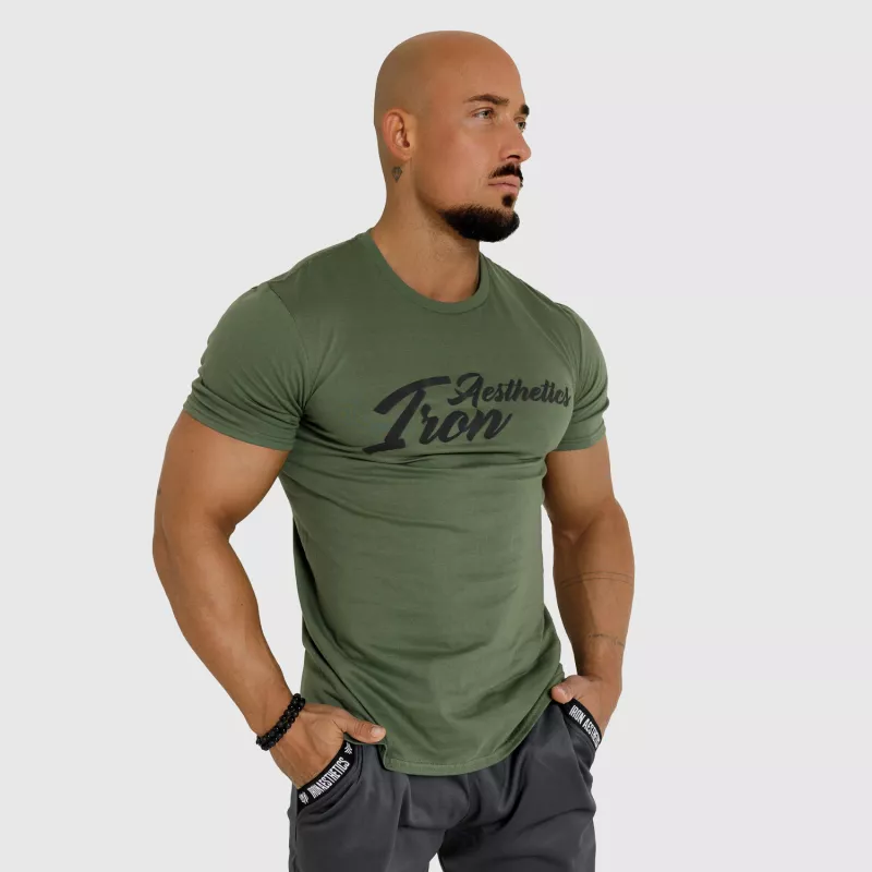 Tricou fitness pentru bărbați Iron Aesthetics Puff, verde armată-3