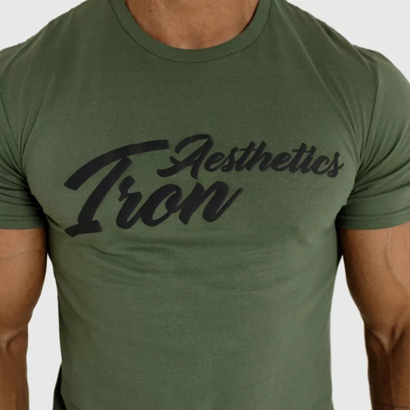 Tricou fitness pentru bărbați Iron Aesthetics Puff, verde armată-4