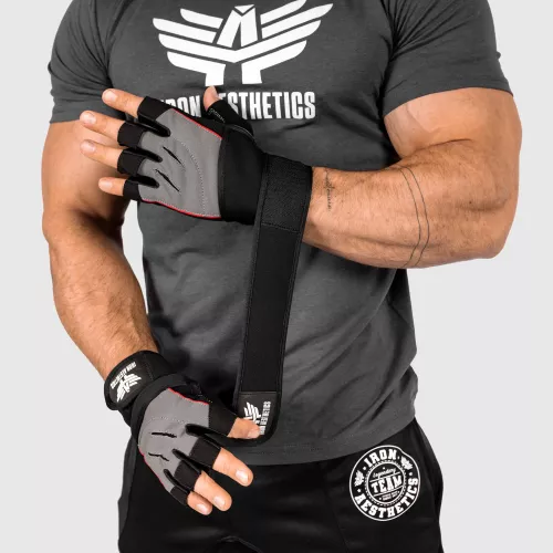 Mănuși fitness Iron Aesthetics Leather Beast, gri