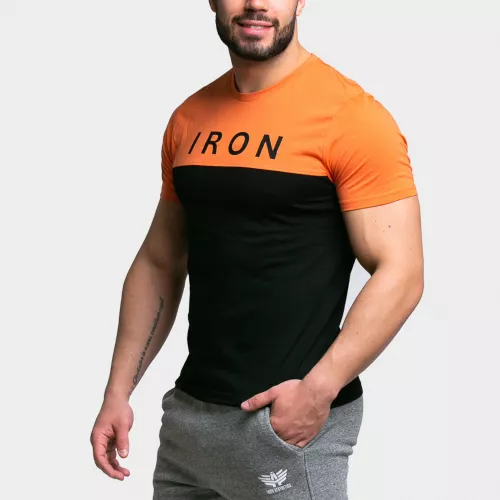 Tricou sport pentru bărbați Iron Aesthetics Block, black/mango