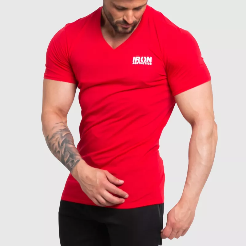 Tricou fitness pentru bărbați Iron Aesthetics Explore, roșu-1