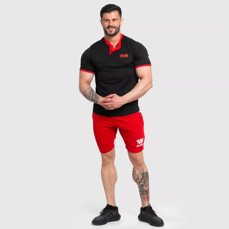Tricou sport funcțional Iron Aesthetics Collar, black/red-5