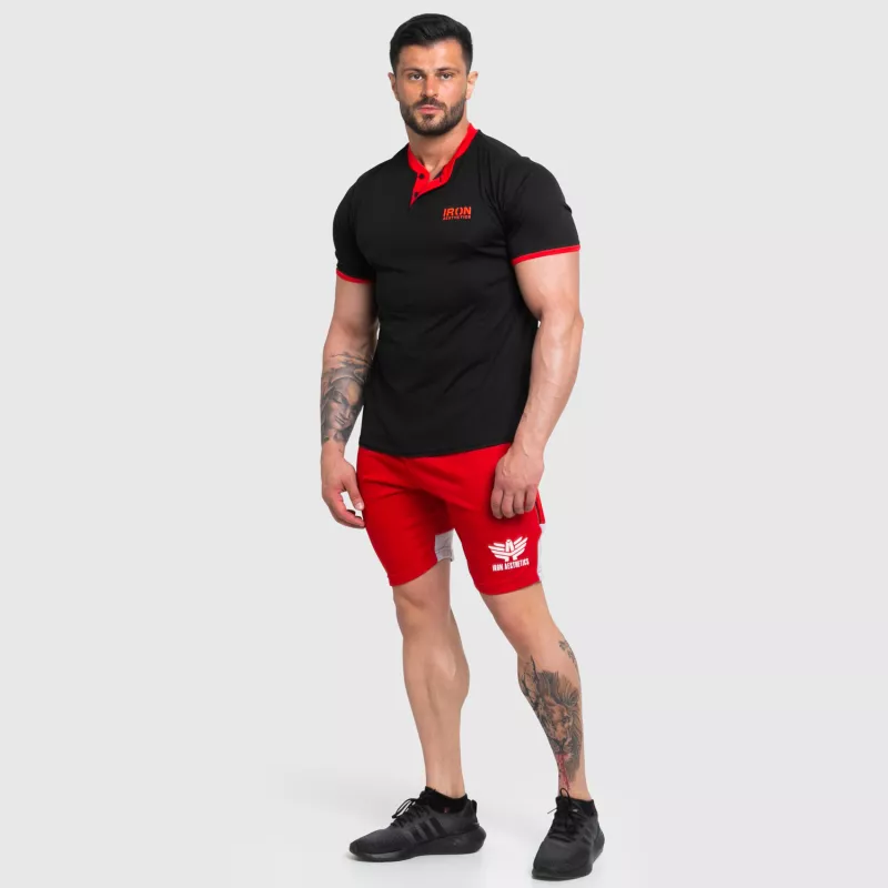 Tricou sport funcțional Iron Aesthetics Collar, black/red-6