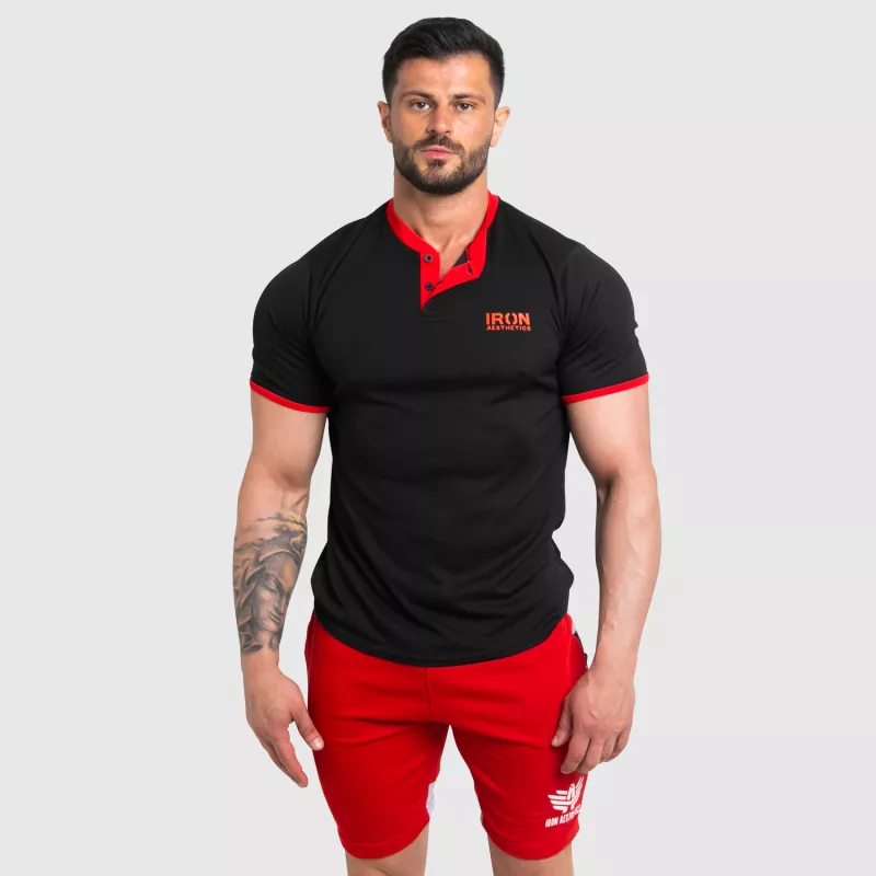 Tricou sport funcțional Iron Aesthetics Collar, black/red-4
