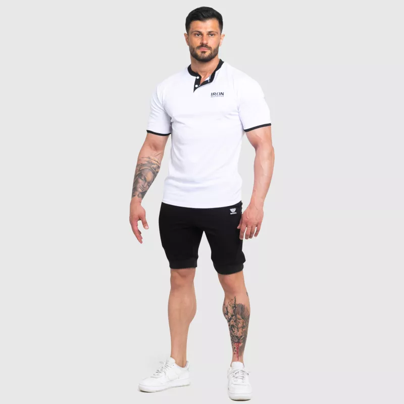 Tricou sport funcțional Iron Aesthetics Collar, white/black-5