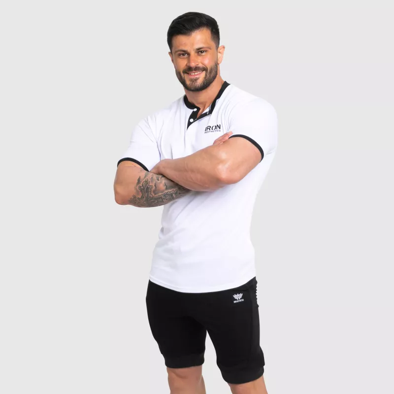 Tricou sport funcțional Iron Aesthetics Collar, white/black-6