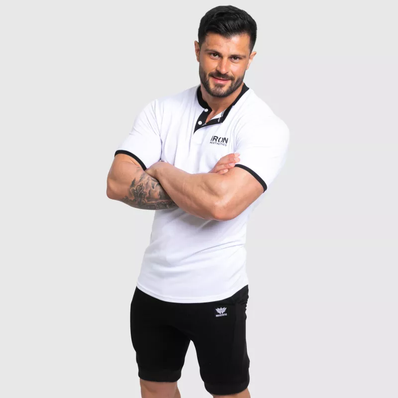 Tricou sport funcțional Iron Aesthetics Collar, white/black-4