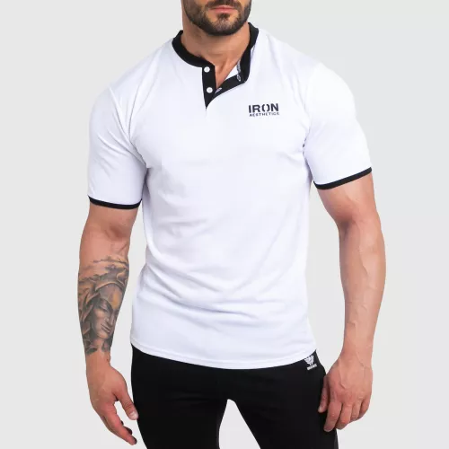 Tricou sport funcțional Iron Aesthetics Collar, white/black