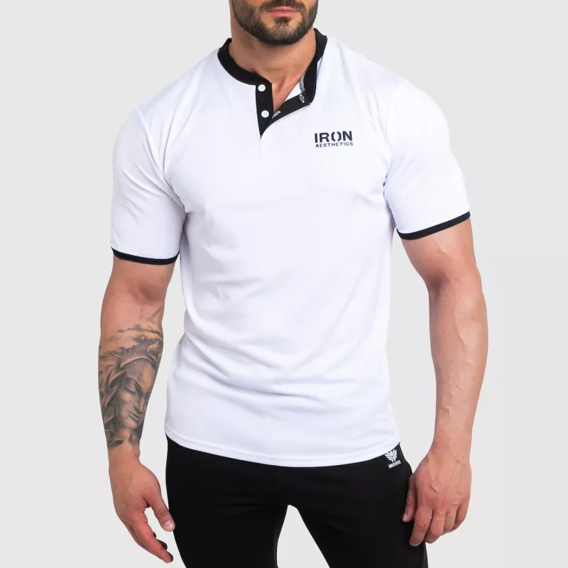Tricou sport funcțional Iron Aesthetics Collar, white/black-1
