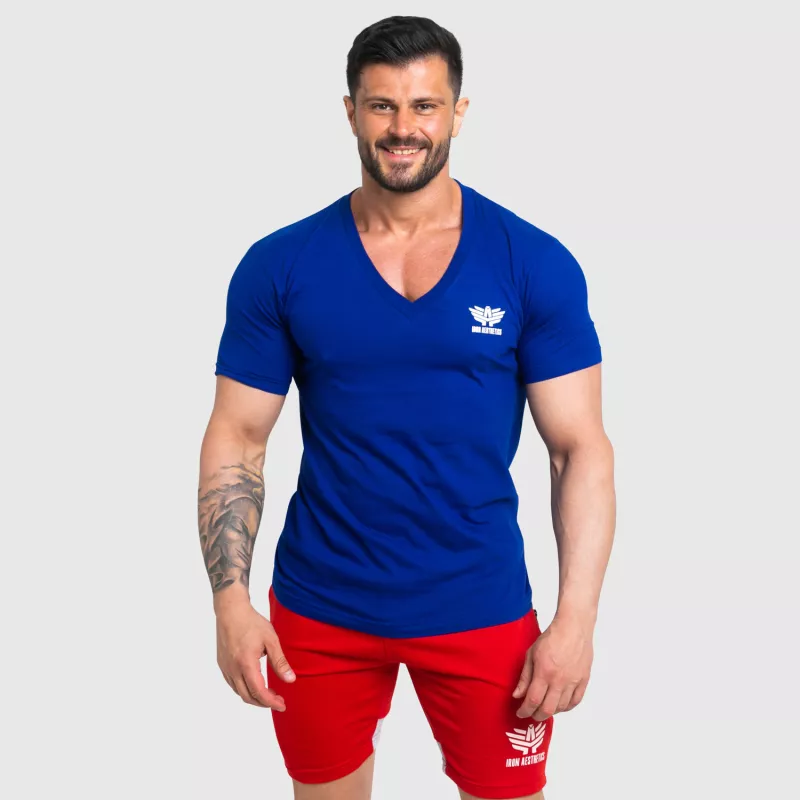 Tricou fitness pentru bărbați Iron Aesthetics Original V, albastru-2