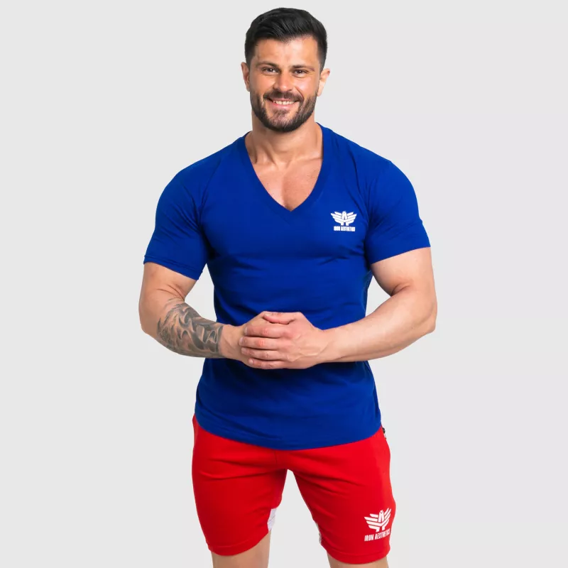 Tricou fitness pentru bărbați Iron Aesthetics Original V, albastru-4