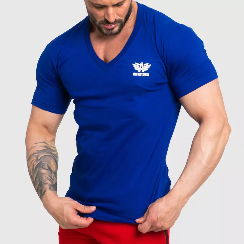 Tricou fitness pentru bărbați Iron Aesthetics Original V, albastru-1