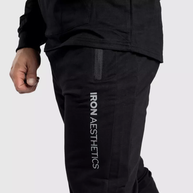 Pantaloni sport de trening bărbați Iron Aesthetics Rise, negri-6