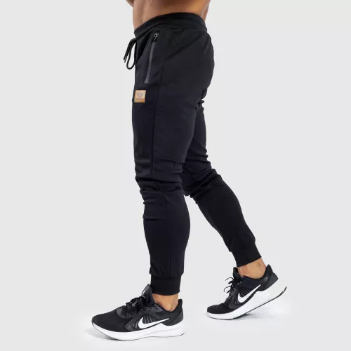 Pantaloni sport de trening bărbați Iron Aesthetics Emblem, negri