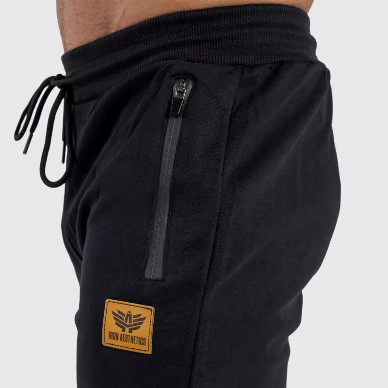 Pantaloni sport de trening bărbați Iron Aesthetics Emblem, negri-6