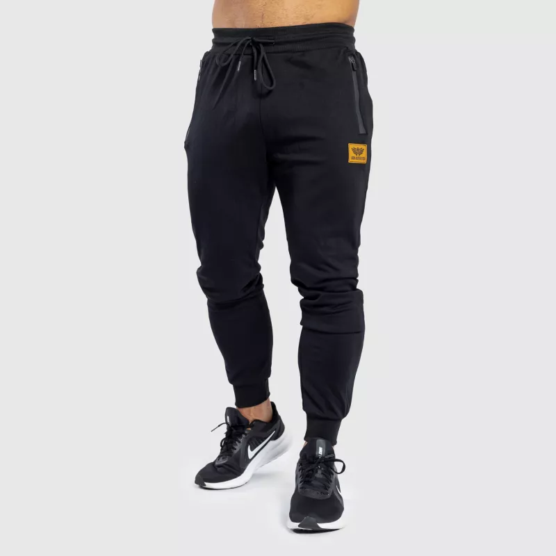 Pantaloni sport de trening bărbați Iron Aesthetics Emblem, negri-2