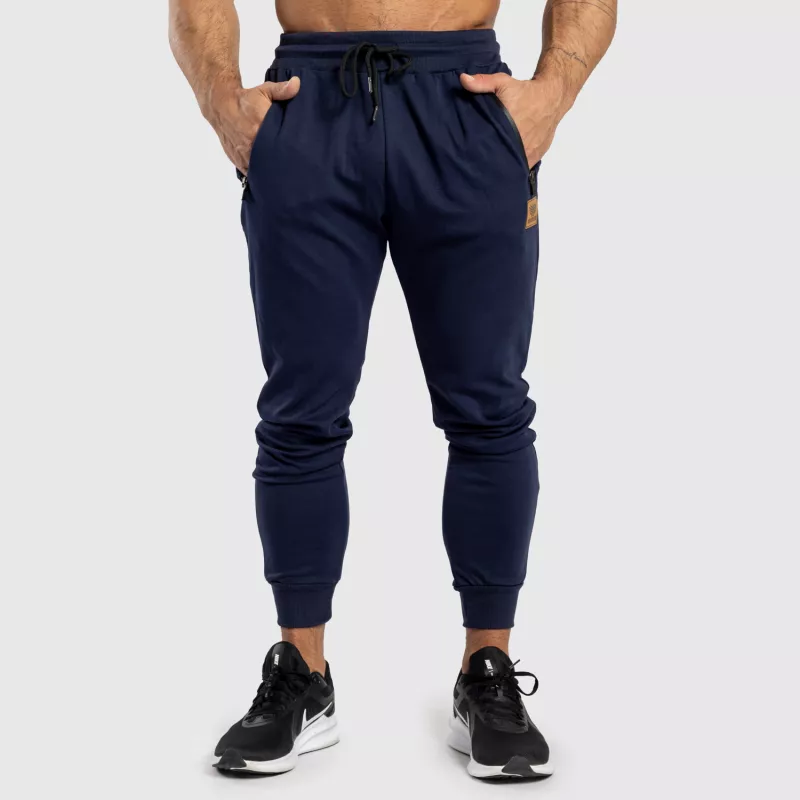 Pantaloni sport de trening bărbați Iron Aesthetics Emblem, navy-4