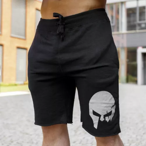 Pantaloni scurți de trening pentru bărbați Iron Aesthetics Skull, negrii