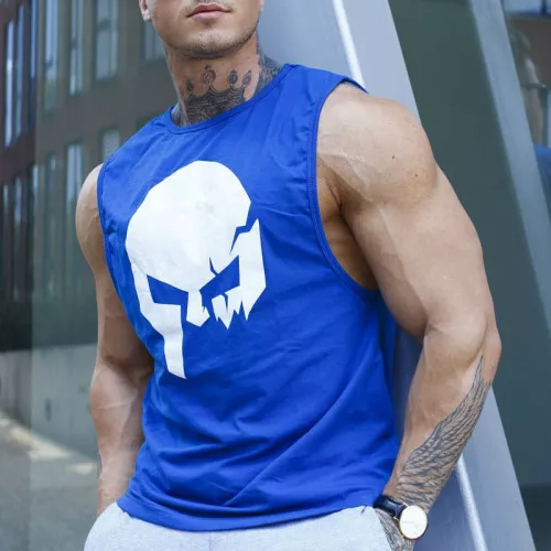 Maioul fitness pentru bărbați Iron Aesthetics Skull, albastru