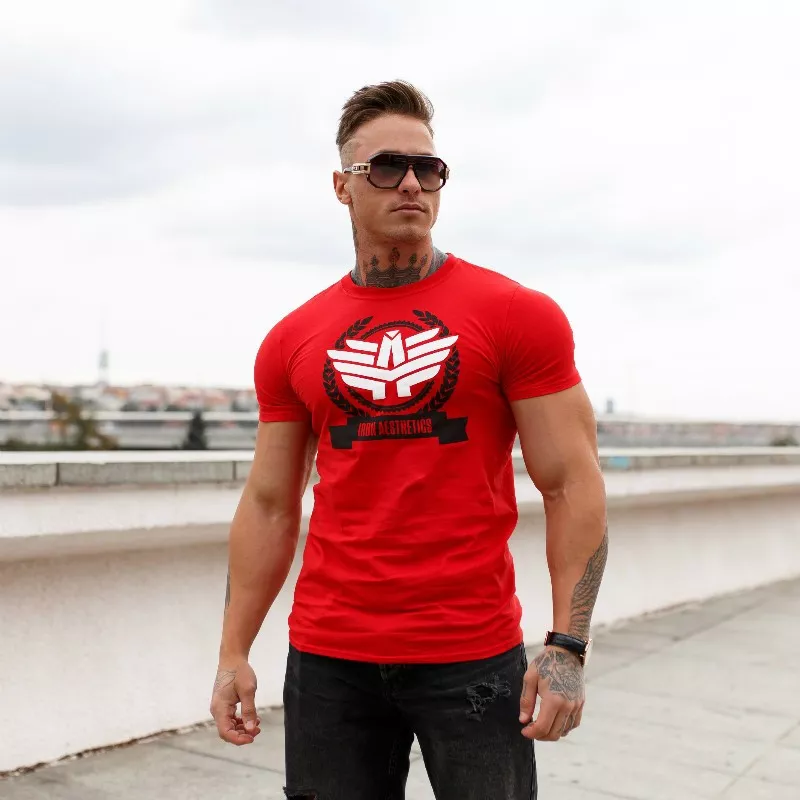 Tricou fitness pentru bărbați Iron Aesthetics Triumph, roșu-2