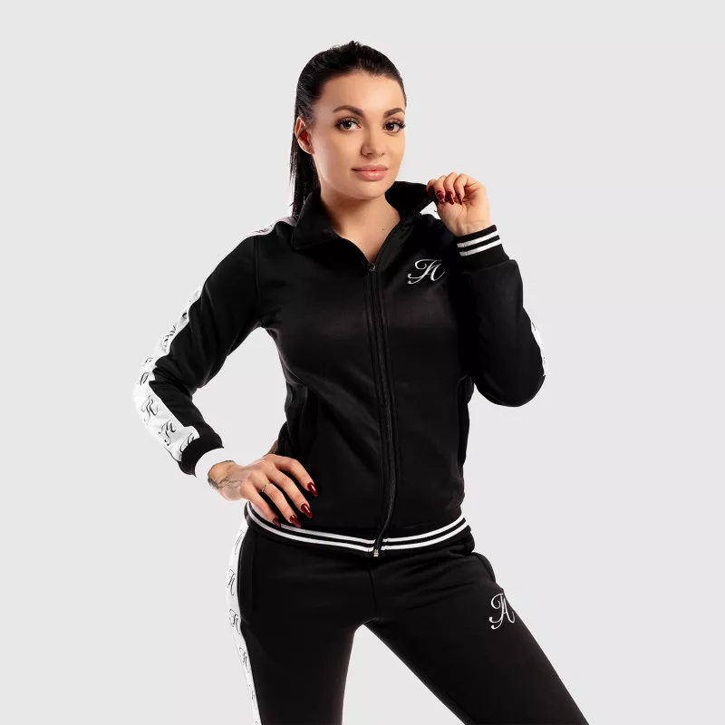Hanorac Fitness pentru damă cu fermoar Iron Aesthetics Striped, negru-3