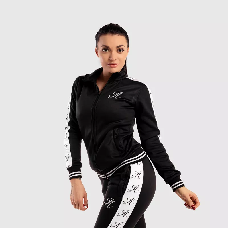Hanorac Fitness pentru damă cu fermoar Iron Aesthetics Striped, negru-9