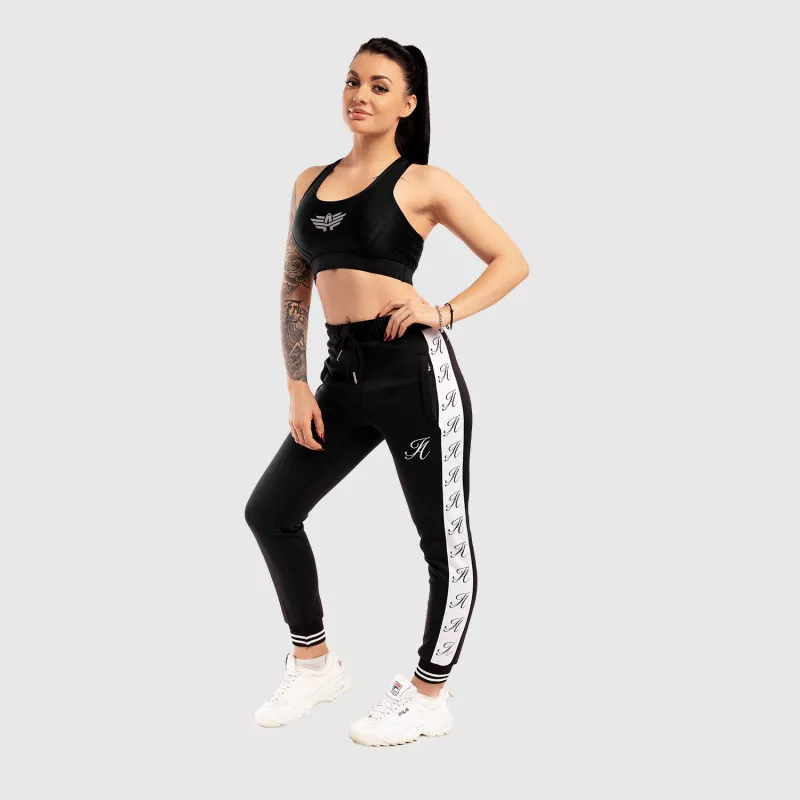 Pantaloni de trening fitness pentru damă Iron Aesthetics Striped, negri-4