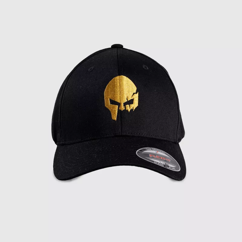 Șapcă pentru bărbați Iron Aesthetics FlexFit SKULL GOLD, neagră-1