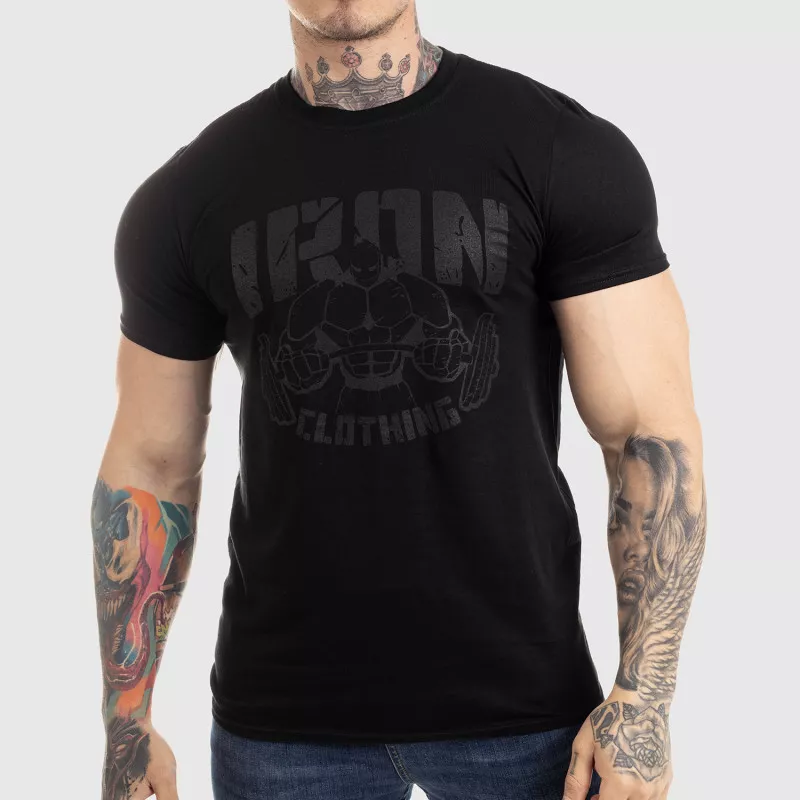 Tricou Ultrasoft IRON MAN, black on black-1