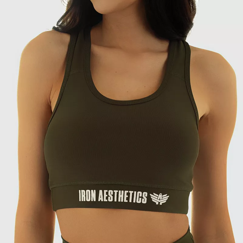 Bustieră sport pentru damă STUFFED - Iron Aesthetics, verde armată-1