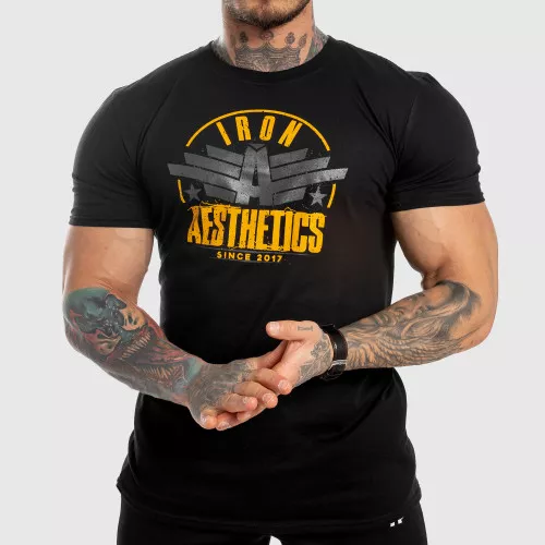 Tricou fitness pentru bărbați Iron Aesthetics Force, negru