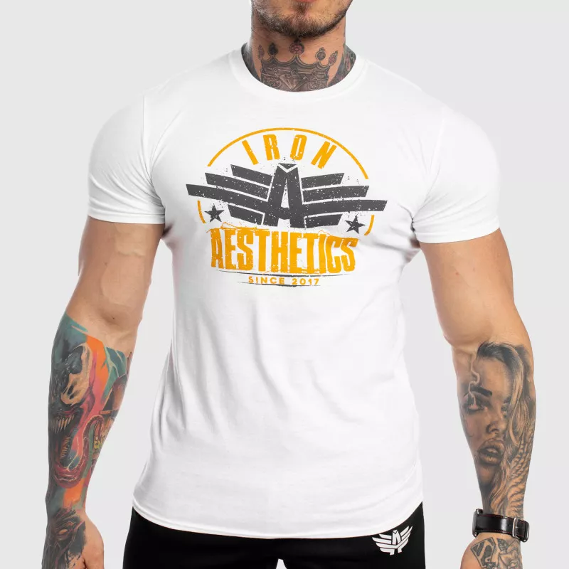 Tricou fitness pentru bărbați Iron Aesthetics Force, alb-1
