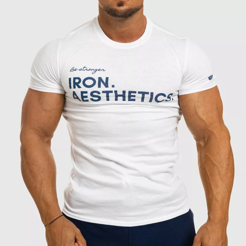 Tricou fitness pentru bărbați Iron Aesthetics Be Stronger, alb-1