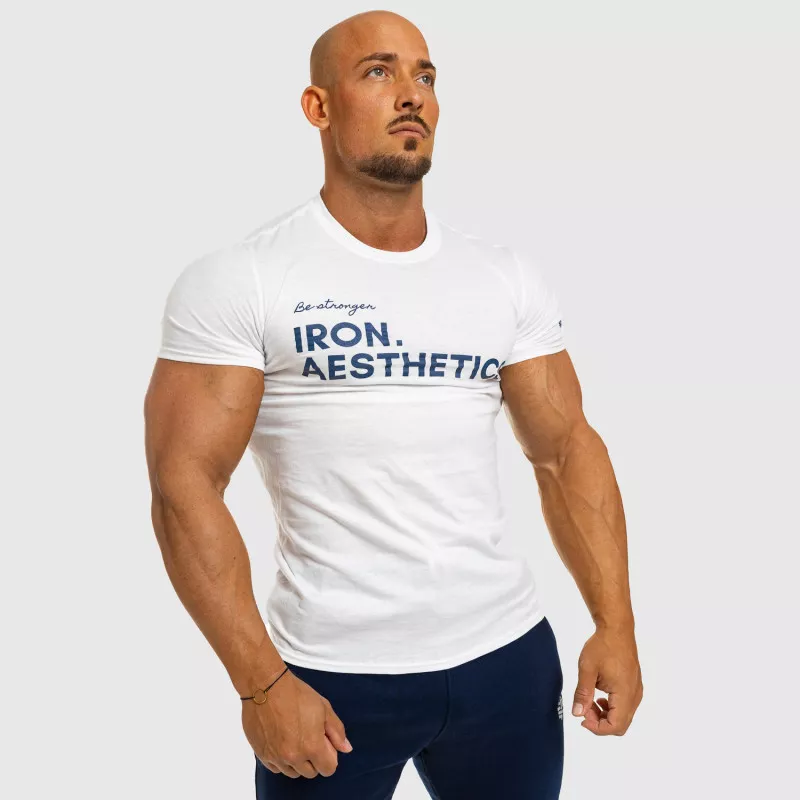 Tricou fitness pentru bărbați Iron Aesthetics Be Stronger, alb-3