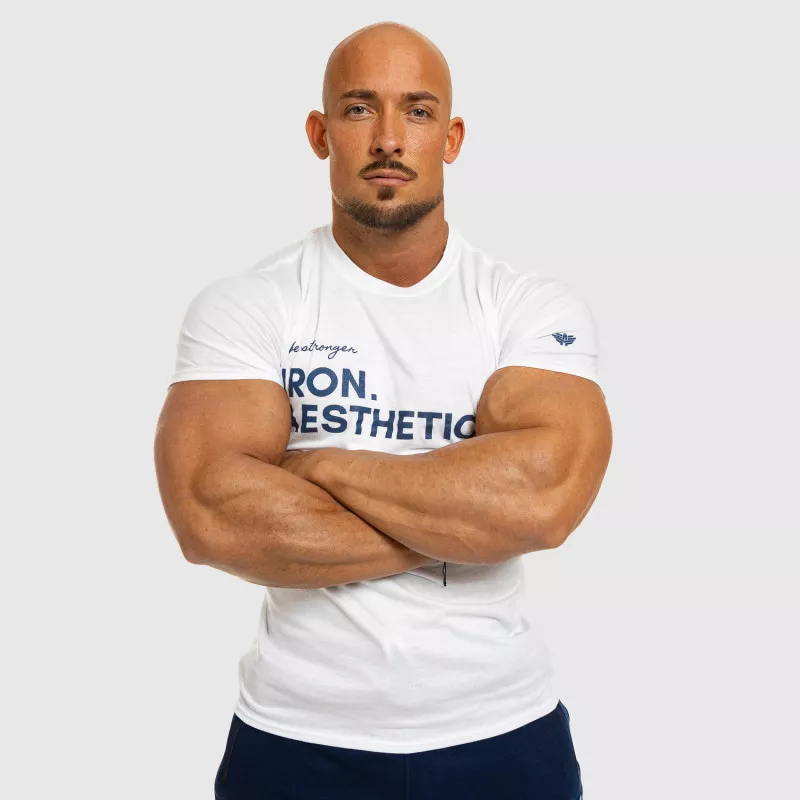 Tricou fitness pentru bărbați Iron Aesthetics Be Stronger, alb-8