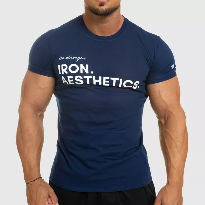 Tricou fitness pentru bărbați Iron Aesthetics Be Stronger, albastru-1