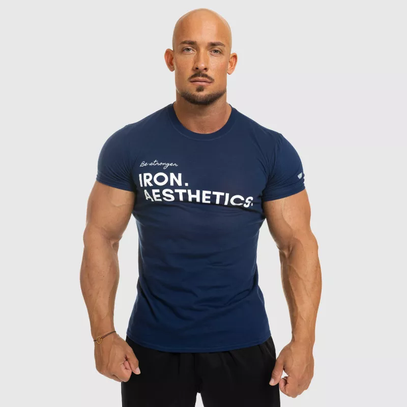 Tricou fitness pentru bărbați Iron Aesthetics Be Stronger, albastru-5