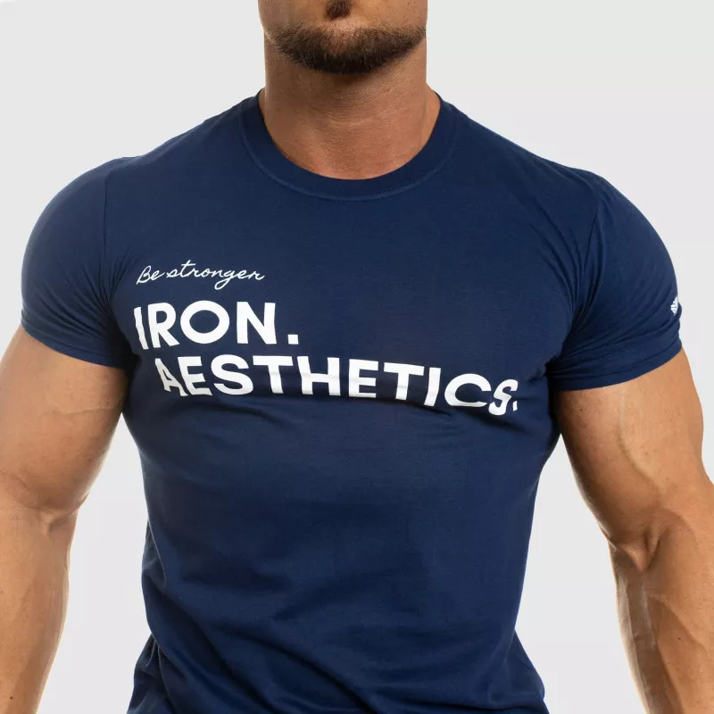 Tricou fitness pentru bărbați Iron Aesthetics Be Stronger, albastru-6