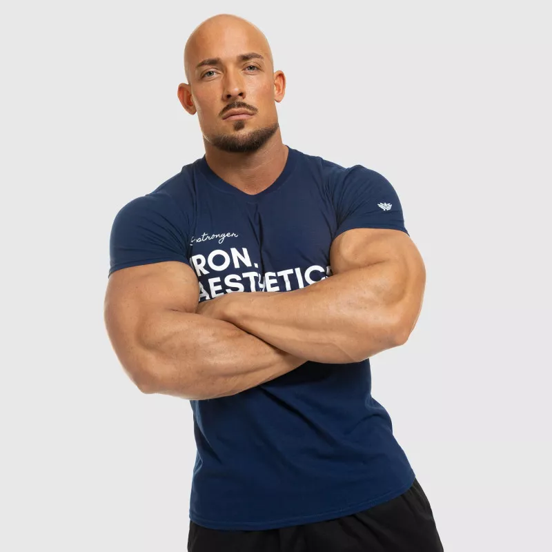 Tricou fitness pentru bărbați Iron Aesthetics Be Stronger, albastru-8