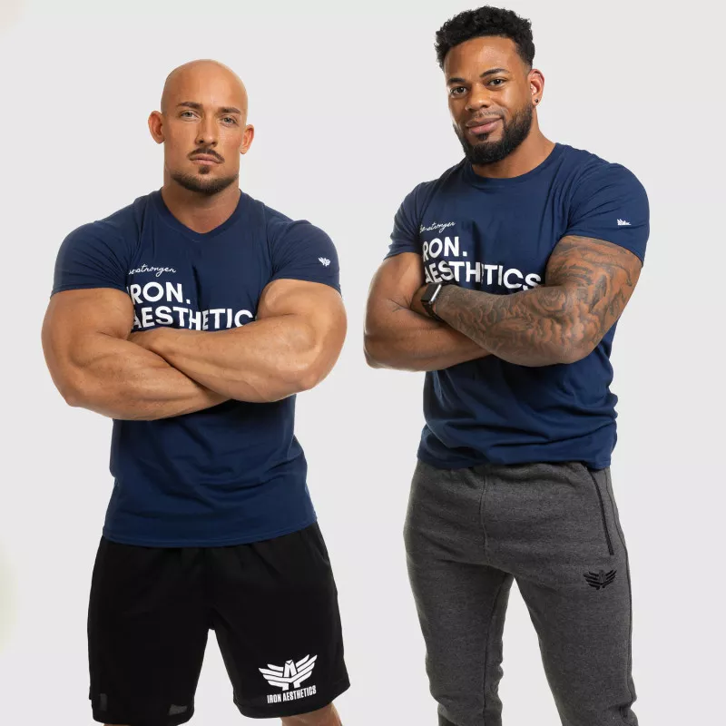 Tricou fitness pentru bărbați Iron Aesthetics Be Stronger, albastru-10