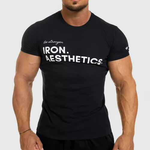 Tricou fitness pentru bărbați Iron Aesthetics Be Stronger, negru